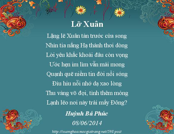 Bài thơ Lỡ xuân